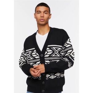 Geo Print Cardigan Sweater by Forever 21 Men